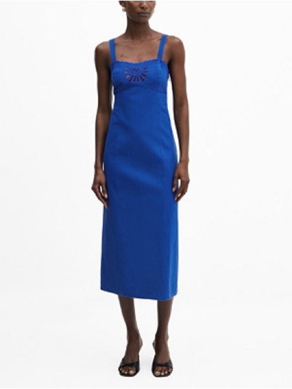 NWT Mango Eyelet Detail Cotton Midi Dress